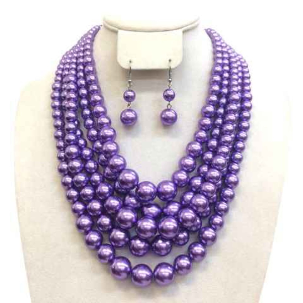 Lavender Pearl Necklace Set